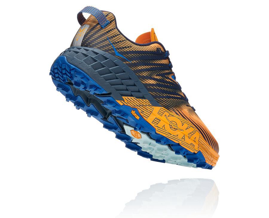 Hoka One One Mens Trail Shoes - Speedgoat 4 - Orange/Black - MCET14527